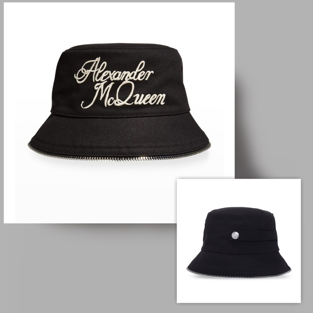 Alexander McQueen Men's Logo Script Zip Brim Bucket Hat
